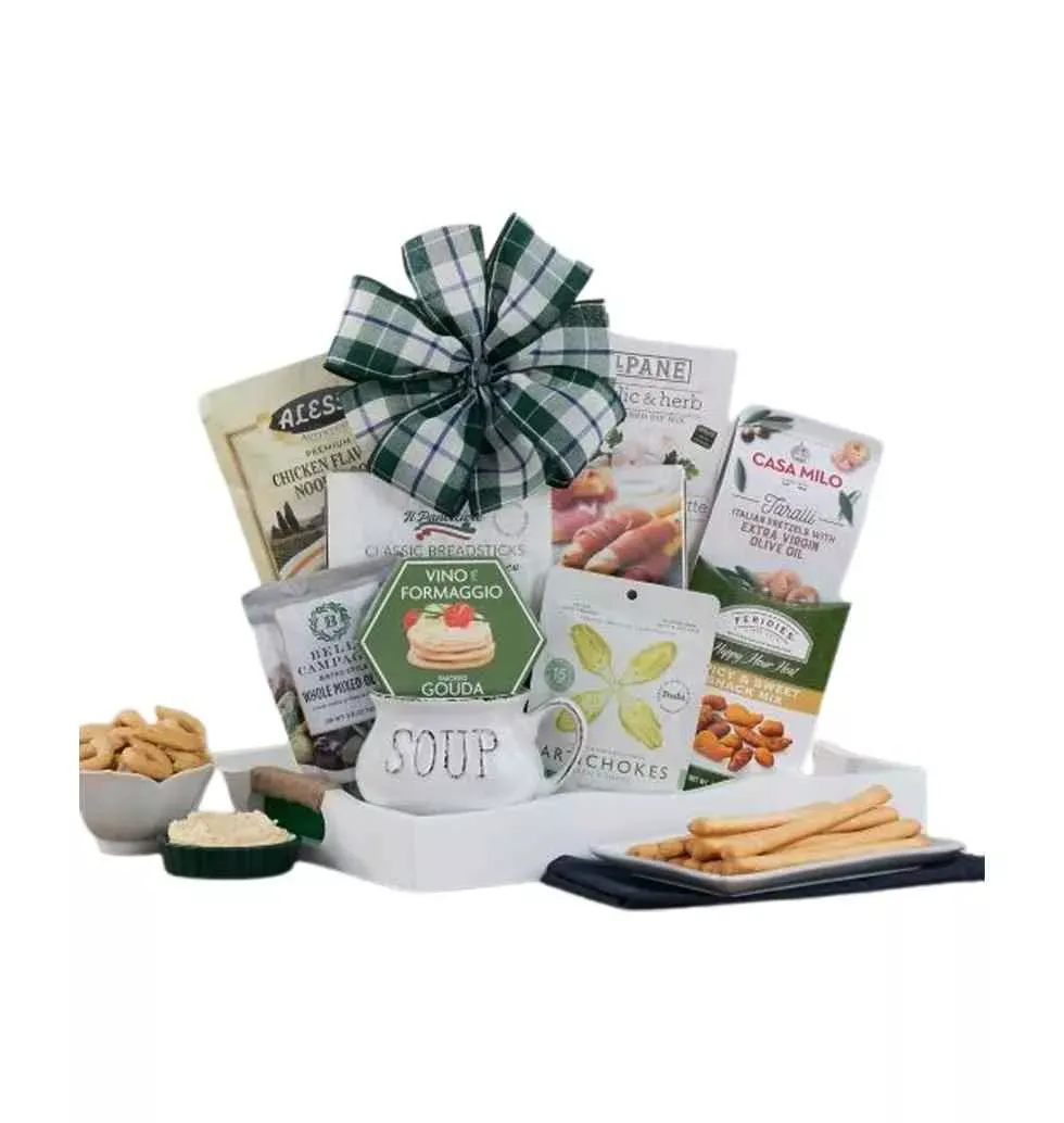Gourmet Soup Mix and Savory Snacks Gift Basket