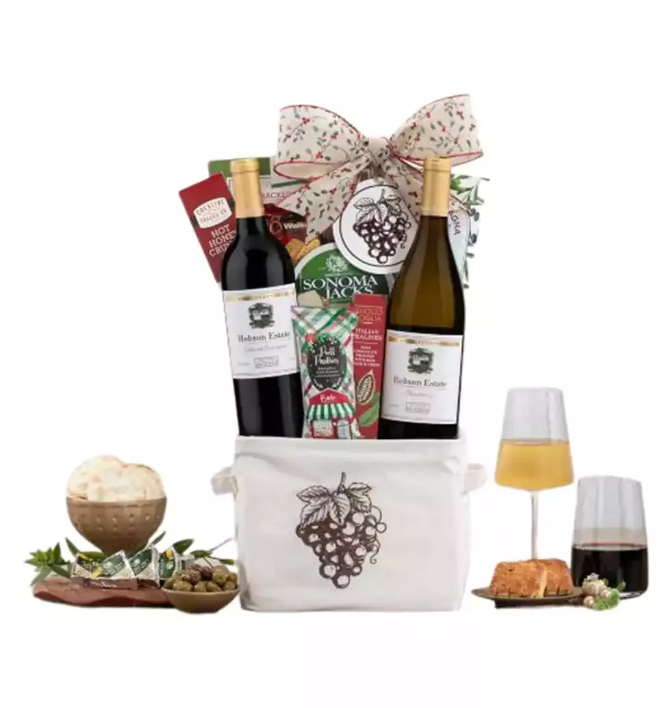 White And Red Wine Basket