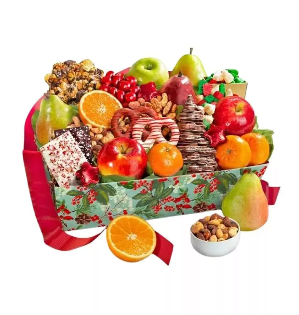 Assorted Fruits & Holiday Snacks Hamper