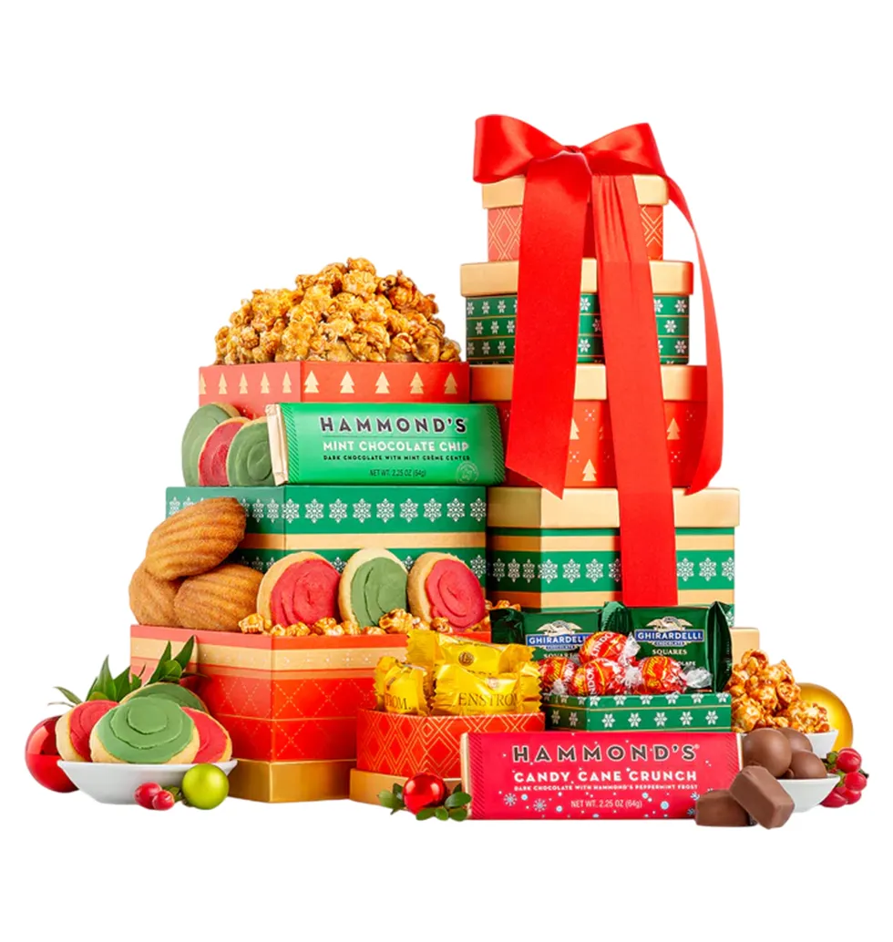Cheerful Holiday Gift Tower