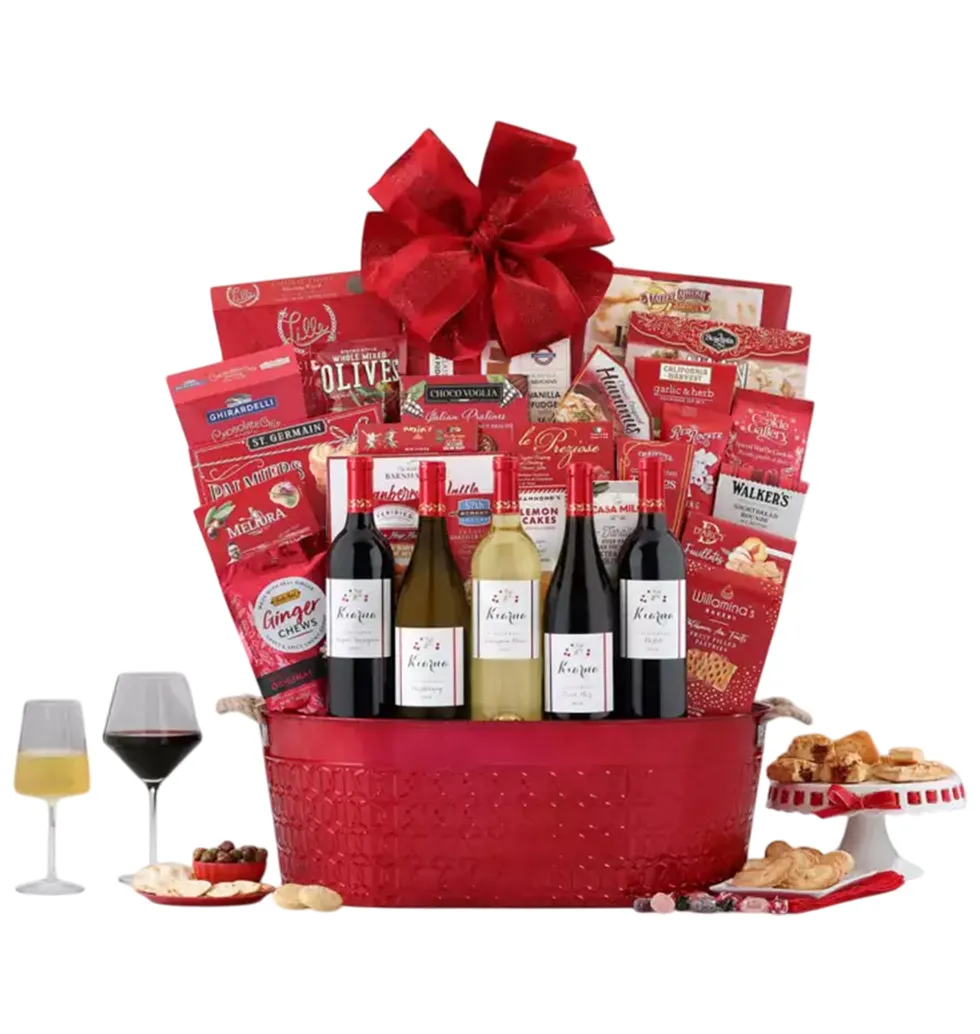 Holiday Cheers Wine Gift Basket